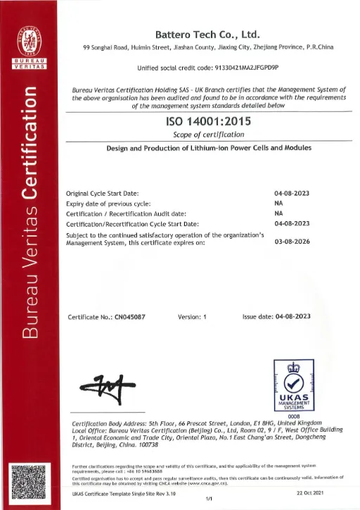 IS0 140012015 certification