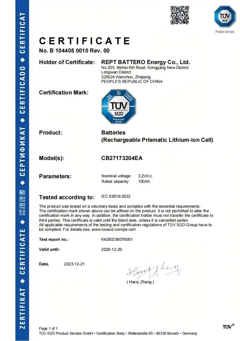 IEC 62619:2022 certification