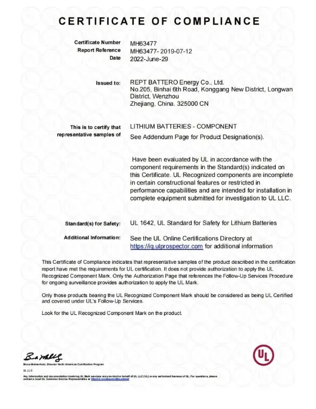 UL 1642 certification